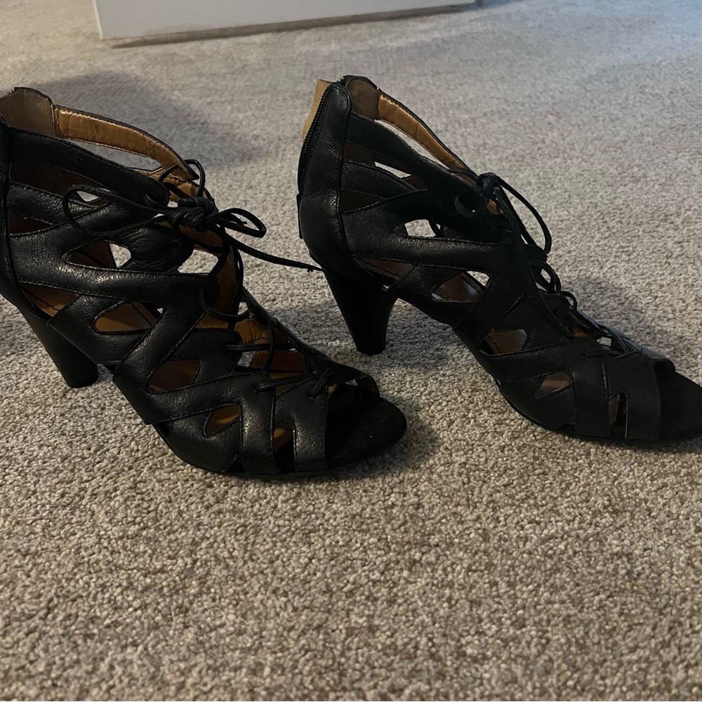 Nine West Black Lace-Up Heels